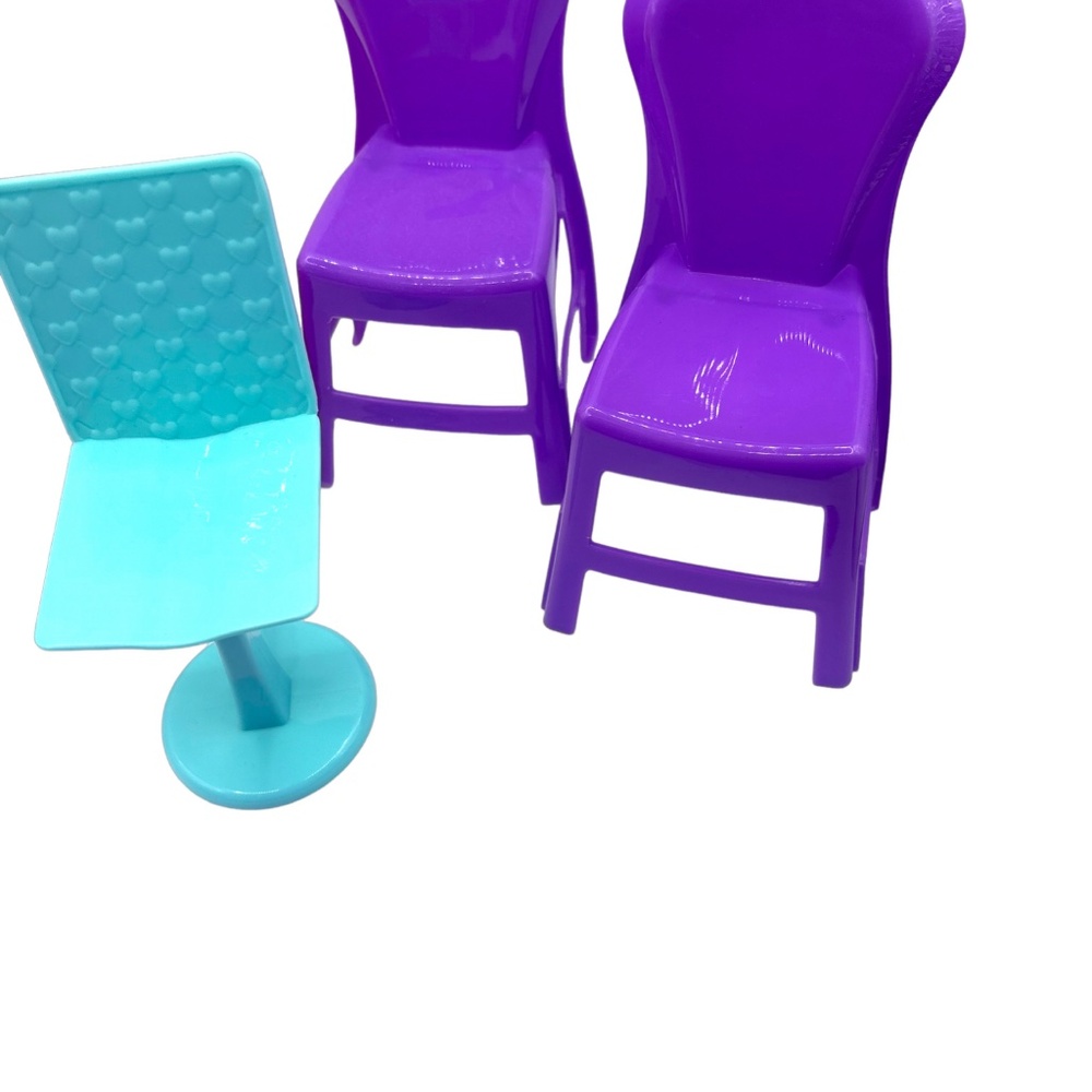 Barbie Dollhouse Furniture Lot Couch Bed Chairs Table Pink Purple - Picture 2 of 4